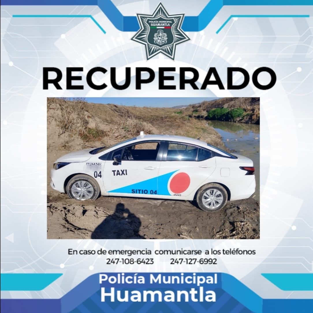 Policía y Protección Civil de Huamantla recuperan auto con reporte de robo y auxilian a conductor